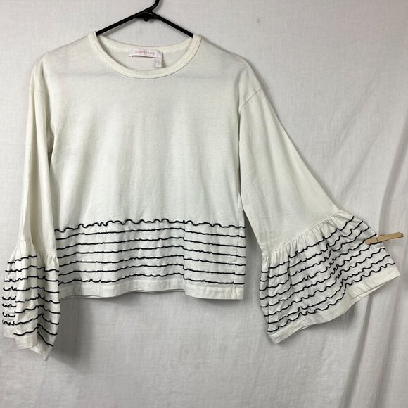See By Chloe Cropped Long Bell Sleeve Top Womens S Ruffle Bohemian Skater Indie - Picture 1 of 9